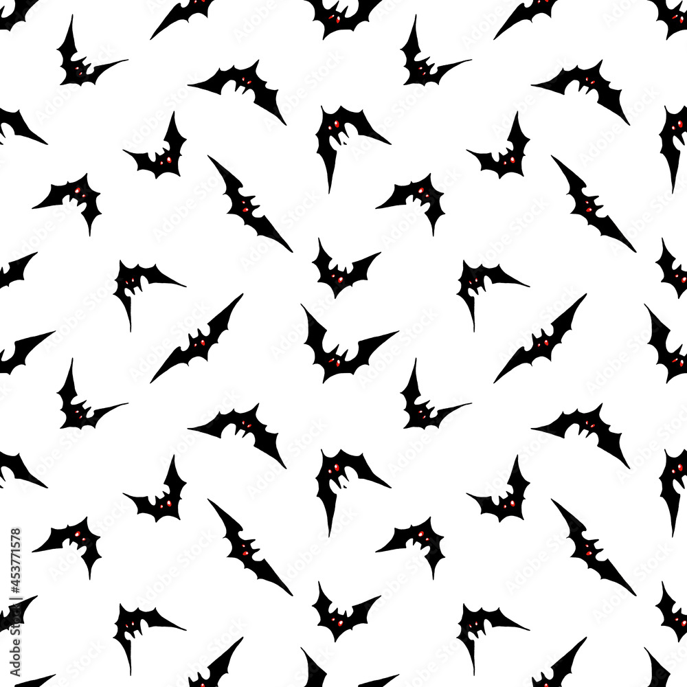 seamless watercolor pattern with bats on white background seamless watercolor pattern with bats on white background