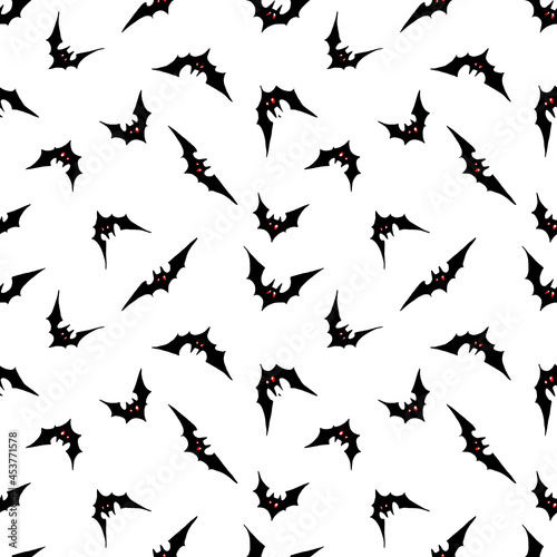 seamless watercolor pattern with bats on white background