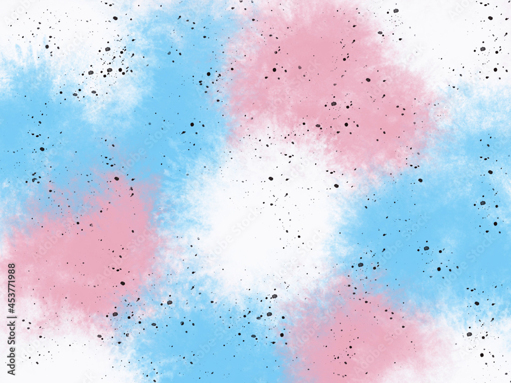Abstract textured effect stain or splash on blue, pink and white watercolor. Illustration banner for Transgender Day of Remembrance backdrop, November 20 - obrazy, fototapety, plakaty 
