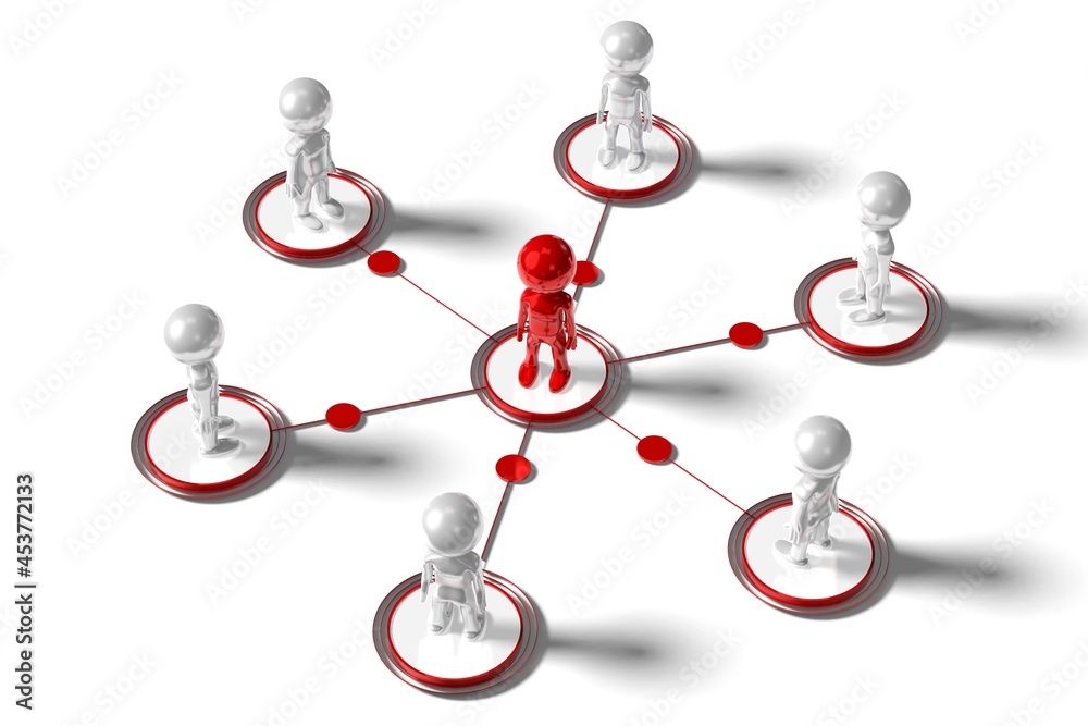 Fototapeta premium Group of cartoon characters - social networking concept - 3D illustration