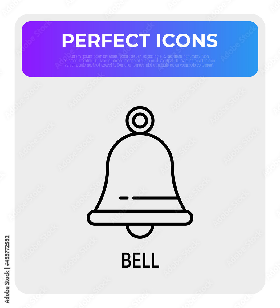 Bell thin line icon. Symbol of christianity. Modern vector illustration of notification symbol. Bell thin line icon. Symbol of christianity. Modern vector illustration of notification symbol.