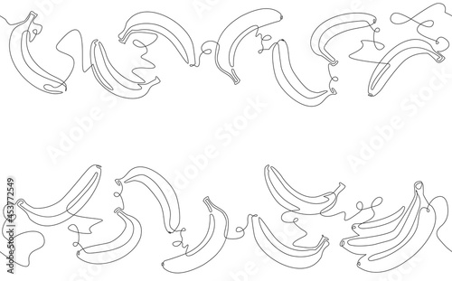 Two top and bottom Seamless Patterns with Bananas and empty space for text be...