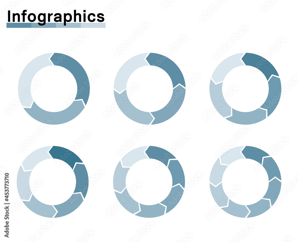 illustration set of colorful pie charts divided into 2 to 6 parts. Economy, charts, infographics. illustration set of colorful pie charts divided into 2 to 6 parts. Economy, charts, infographics.