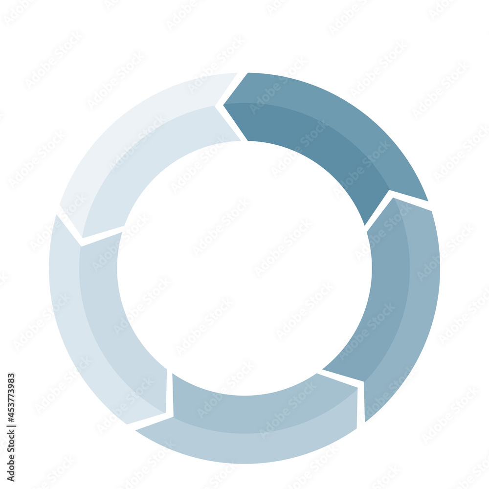 Infographics. Pie chart divided into 5 parts, charts, illustrations, PDCA, business, process management.3D. Infographics. Pie chart divided into 5 parts, charts, illustrations, PDCA, business, process management.3D.