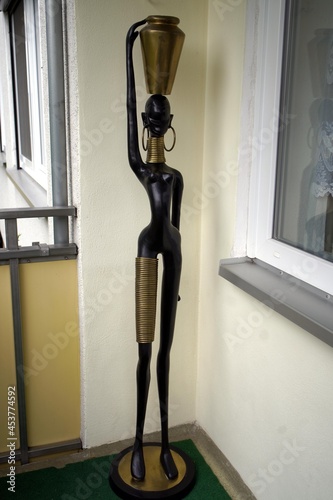 African art, girl metal figurine, height approx. 175 cm.  photo