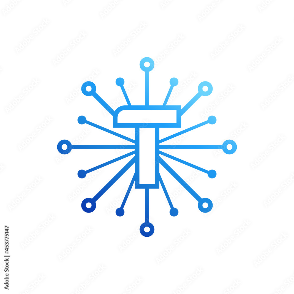 Letter t technology logo designs, Letter t connect dot network logo design vector. Letter t technology logo designs, Letter t connect dot network logo design vector.