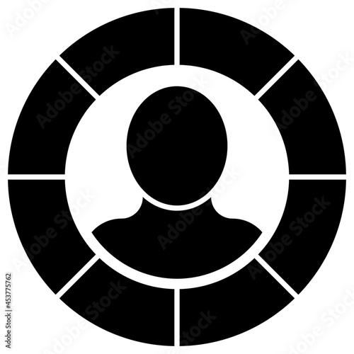 Avatar inside pie chart, icon of business analyst