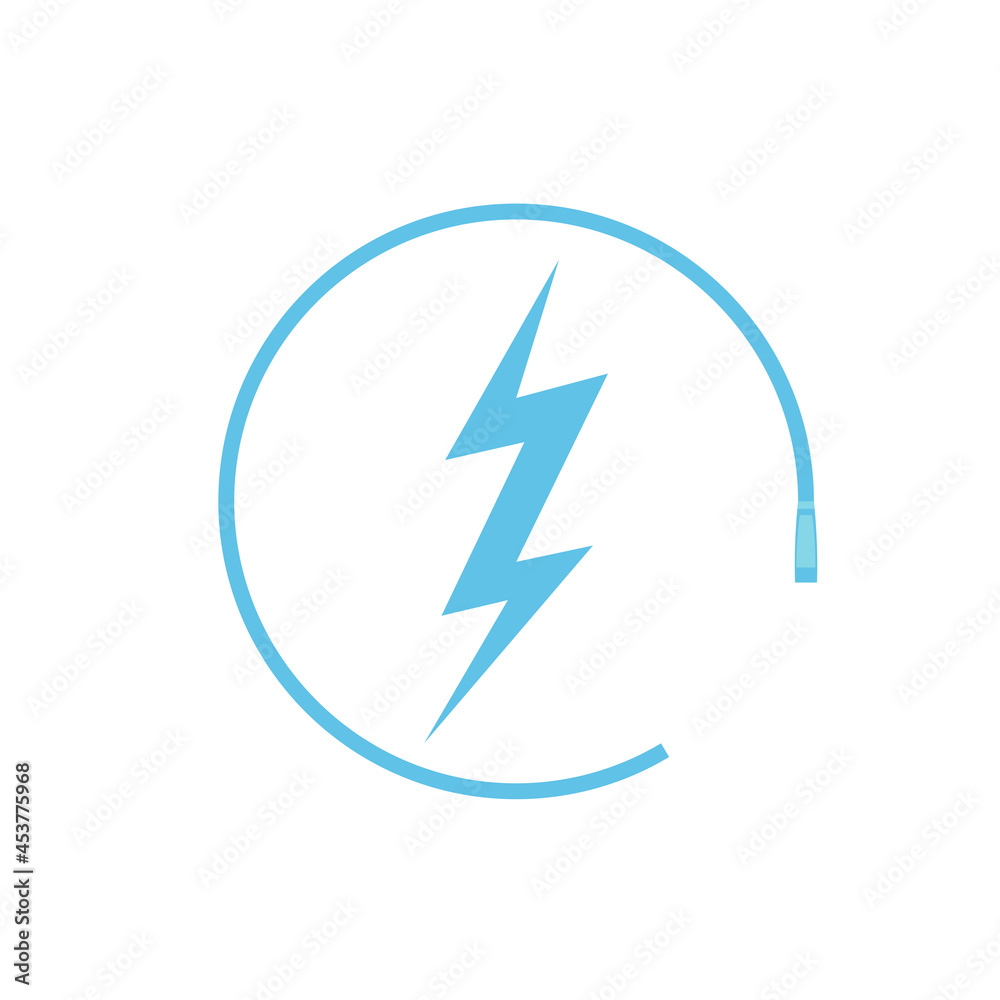 Electric car charging icon, graphic design template, lightning bolt. Parking with electric charge sign, vector illustration.