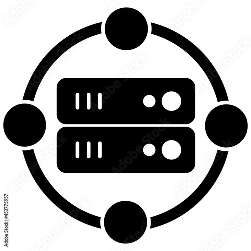 A hardware data server rack icon in solid design