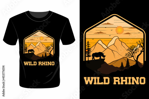 Wild rhino t shirt design vintage retro