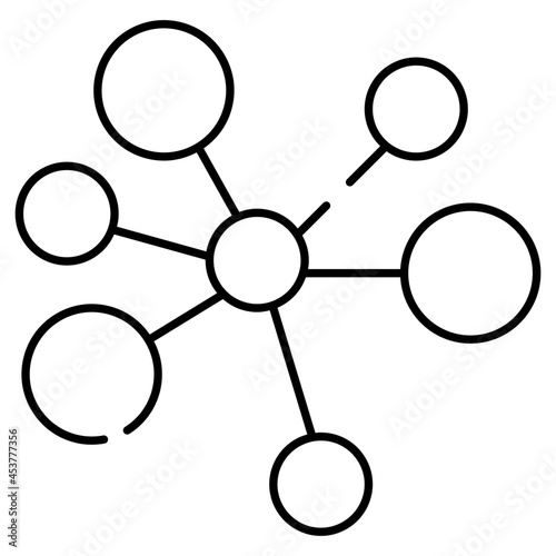 Connected nodes icon, linear design of topology