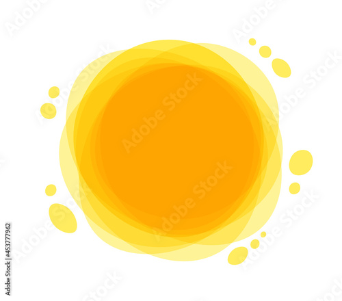 Bright summer sun is at its zenith. Sun rays icon yellow. Funny vector doodle suns.