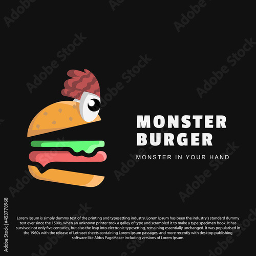 Premium burger logo design. Monster burger logo design for your brand or business