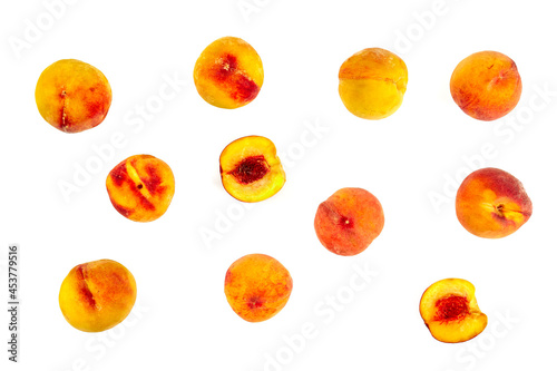 peach pieces isolated on white background
