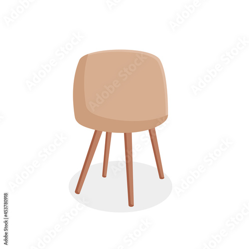 Fototapeta Naklejka Na Ścianę i Meble -  Cozy beige armchair on an isolated white background. Vector illustration of a home chair for the interior. Modern furniture for living room, bedroom, lobby. Icon, element.