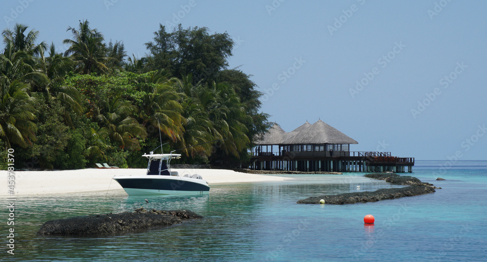 exotic tropical landscape in Coco beach, Maldives