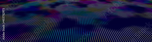 Abstract digital wave of particles. Network connection structure. Futuristic point wave. Large amount of data. Abstract background. Vector