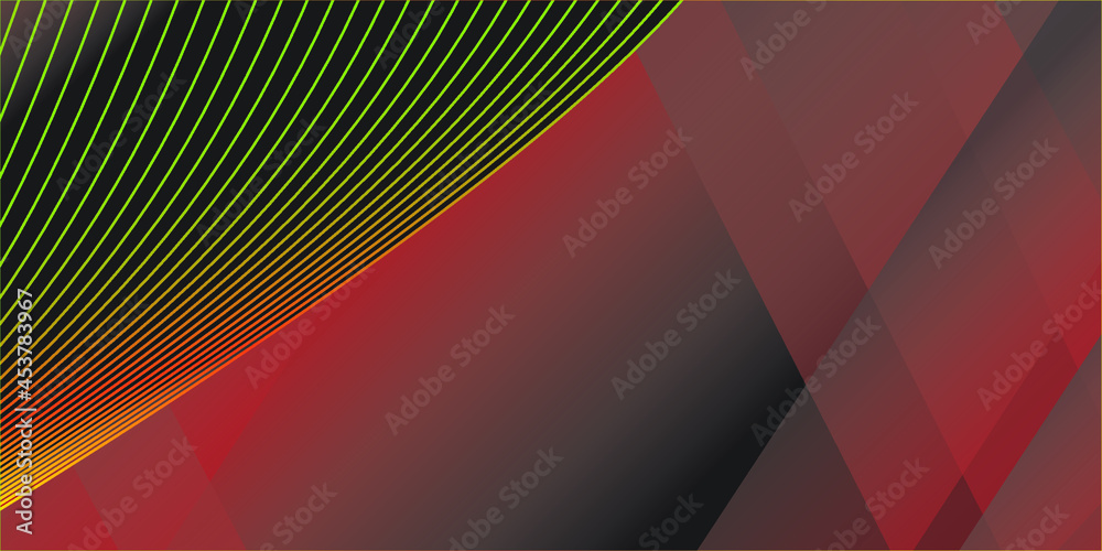 Obraz premium Red black yellow waves art. Blurred effect grey background. Abstract creative graphic design. Decorative fractal style