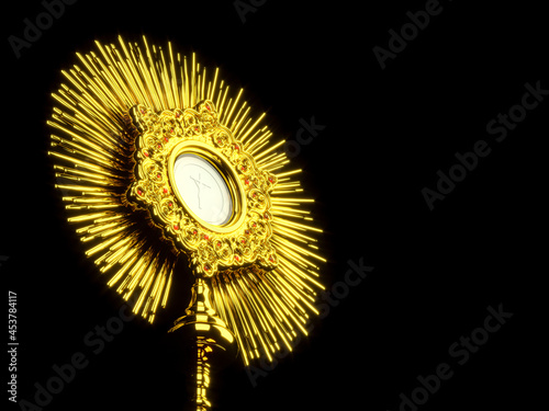 Jesus Christ in the monstrance present in the Sacrament of the Eucharist - 3D illustration photo