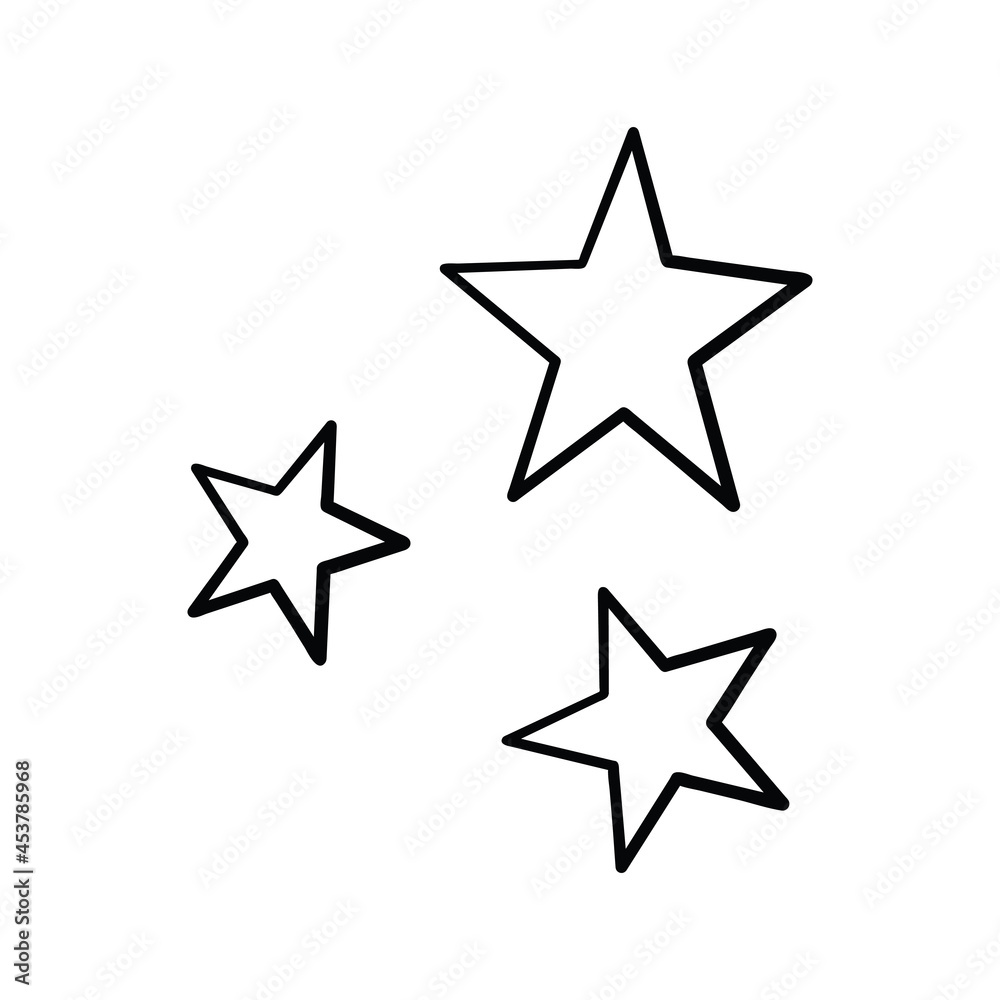 Black star. Flat vector illustration in black isolated on white background.