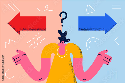 Confusion, frustration and question concept.