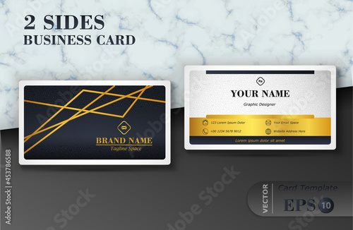 Two sides black and gold luxury business card design template