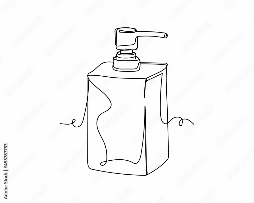 Continuous one line drawing of bottle soap icon in silhouette on a white background. Linear stylized. Continuous one line drawing of bottle soap icon in silhouette on a white background. Linear stylized.