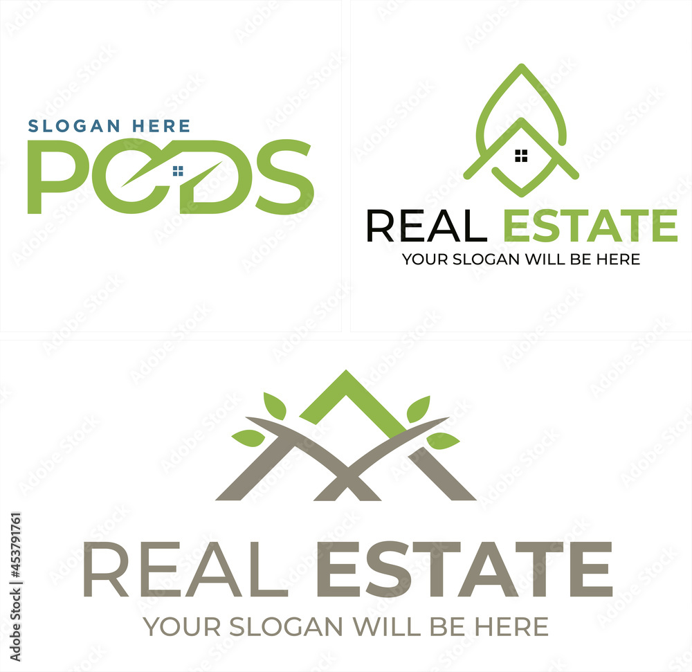 Real estate mortgage home resort nature logo design