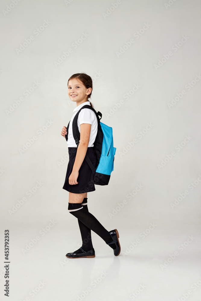 adorable schoolgirl with backpack. Back to school adorable schoolgirl with backpack. Back to school