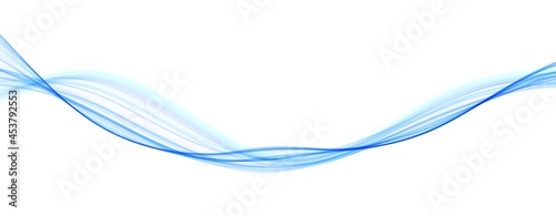 Blue abstract wave. Magic line design. Flow curve motion element. Neon gradient wavy illiustration.