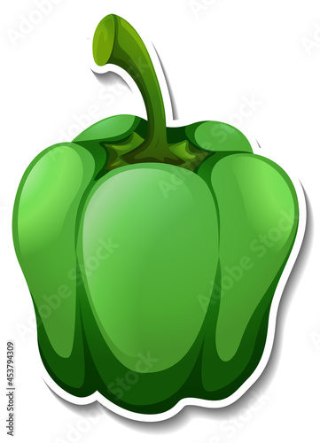 Green capsicum sticker on white background