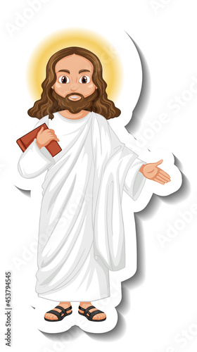 Jesus Christ cartoon character sticker on white background