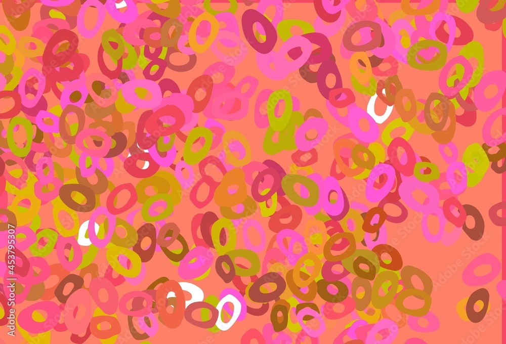 Light Red, Yellow vector texture with disks. Light Red, Yellow vector texture with disks.