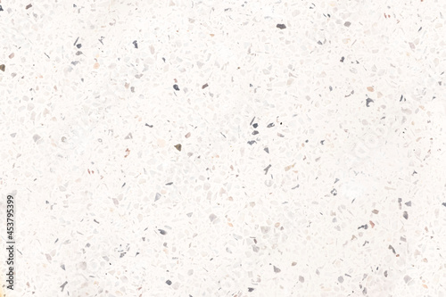 Terrazzo texture grey background. Classic retro style background. Small rose and beige pieces in concrete in a light style. photo