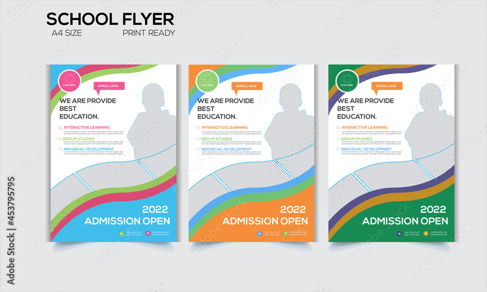Fototapeta premium School & Education Institution Flyer Design use in multi Purpose with multi color and photo space. 