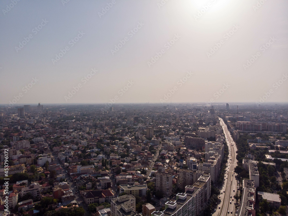 Aerial view of Bucharest skyline
