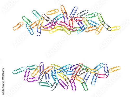 Stationary paperclips isolated on white background