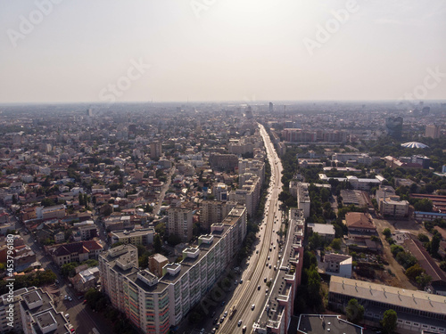 Aerial view of Bucharest skyline