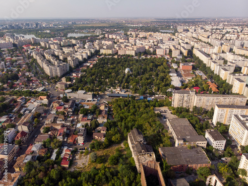 Aerial view of Bucharest skyline