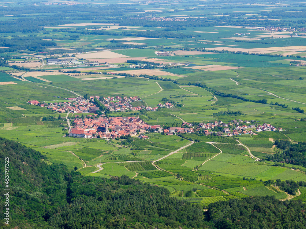 View Saint-Hippolyte village from Haut-Koenigsbourg , Alsace France.