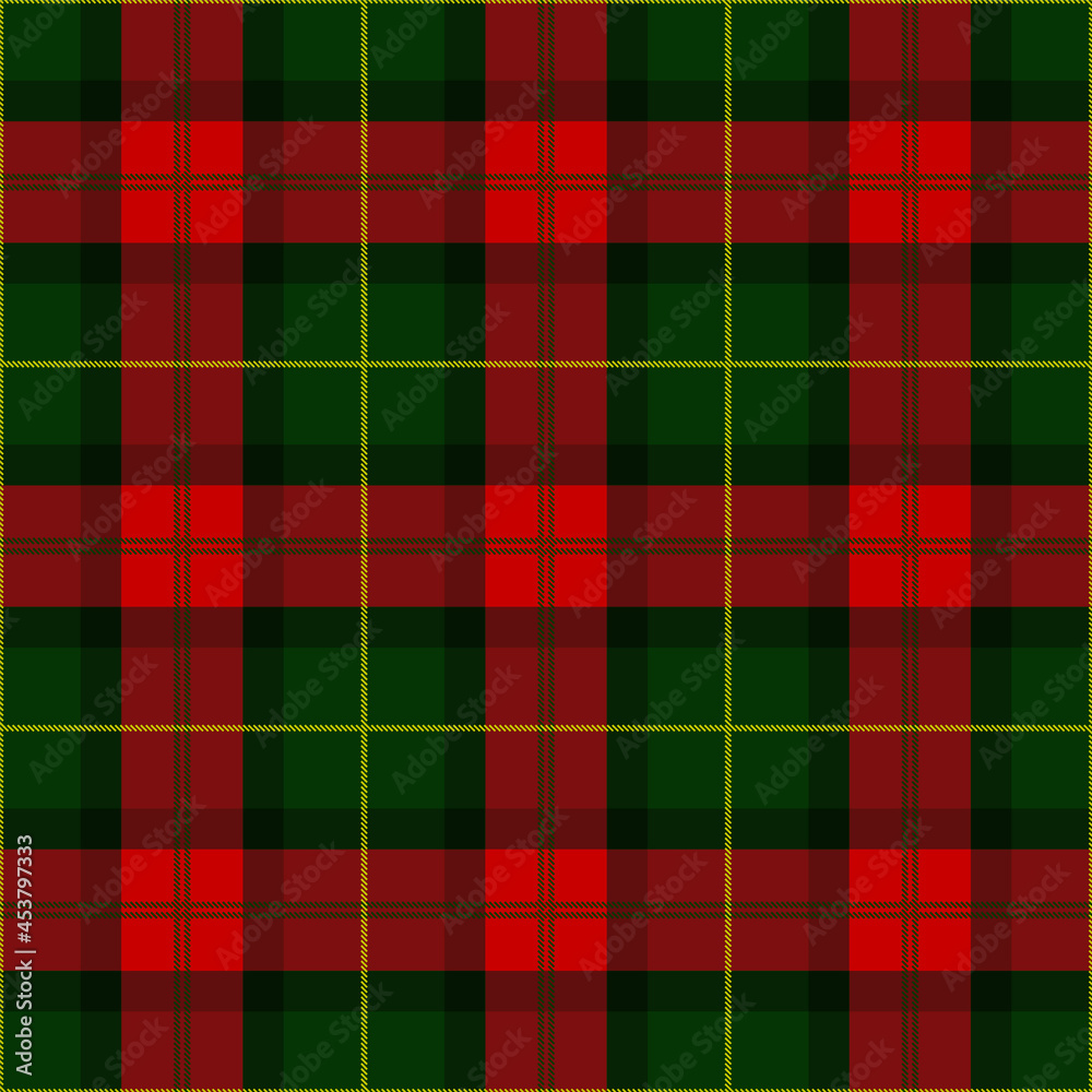Red and green tartan plaid Scottish Seamless Pattern. Lumberjack flannel  Texture tartan, plaid, tablecloth, shirt, clothes, bedding, blankets,  textile. Christmas wallpaper, wrapping paper, background. Stock Vector