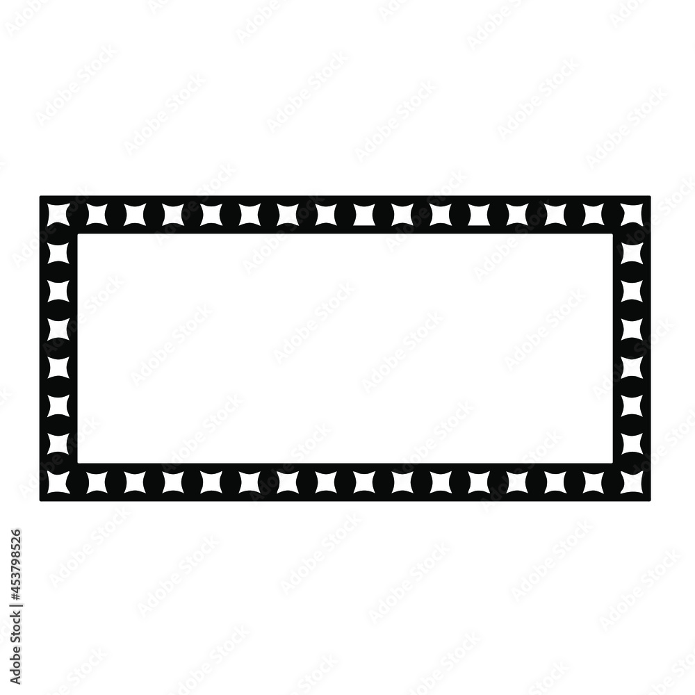 Black and white rectangular frame with ornament, vector certificate template, decorative design element in retro style