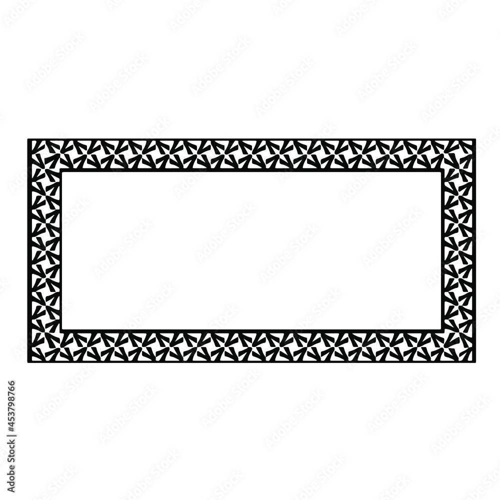 Black and white rectangular frame with ornament, vector certificate template, decorative design element in retro style Black and white rectangular frame with ornament, vector certificate template, decorative design element in retro style