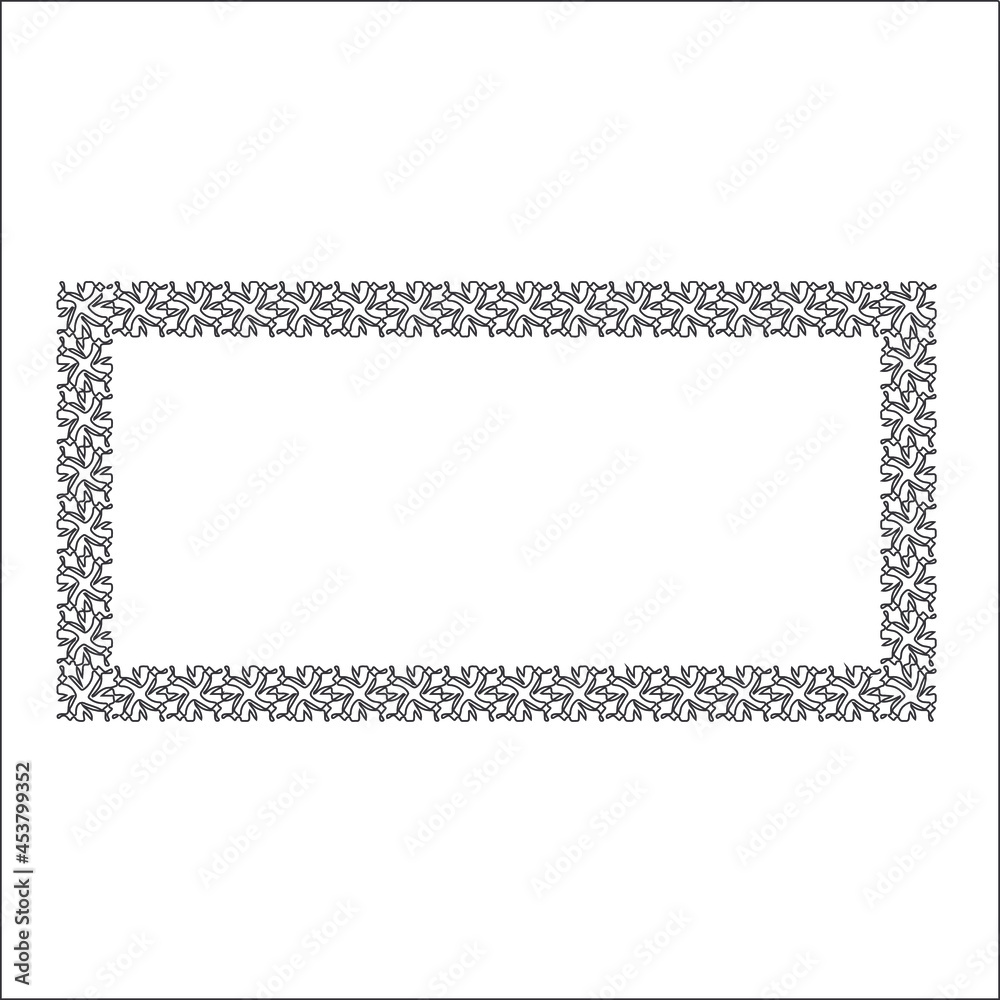 Black and white rectangular frame with ornament, vector certificate template, decorative design element in retro style Black and white rectangular frame with ornament, vector certificate template, decorative design element in retro style