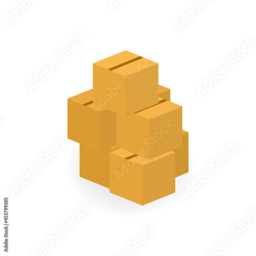 Pile of stacked cardboard boxes. Vector illustration.