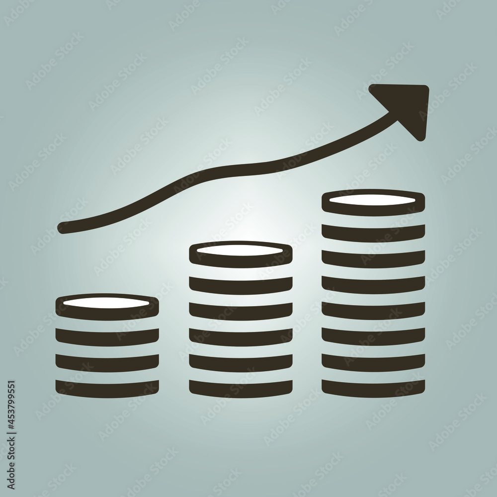 Revenue growth increasing graph. Money trending icon Revenue growth increasing graph. Money trending icon