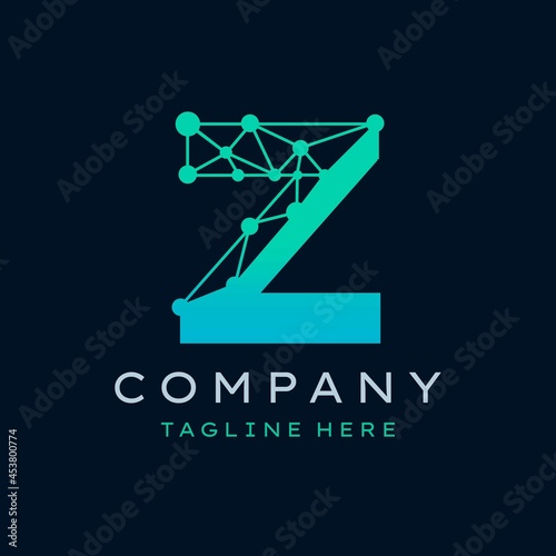 Letter Z Molecule Logo, Bio tech Connect Dots Science Technology Logo Design Vector photo