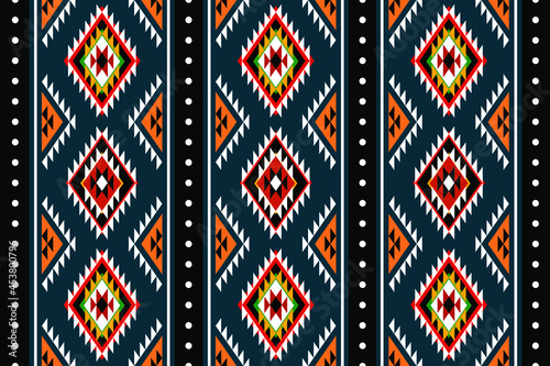 Geometric ethnic oriental seamless pattern traditional Design for background,carpet,wallpaper.clothing,wrapping,Batik fabric,Vector illustration.embroidery style - Sadu, sadou, sadow or sado