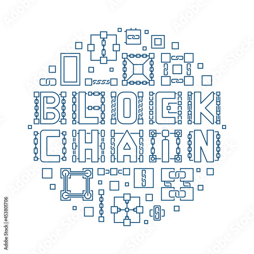Block Chain vector linear modern round illustration