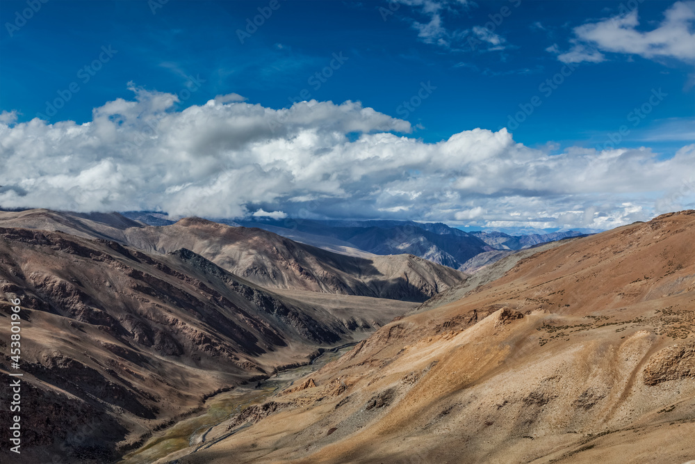 Naklejka premium Himalayan landscape near Tanglang-La pass. Ladakh, India